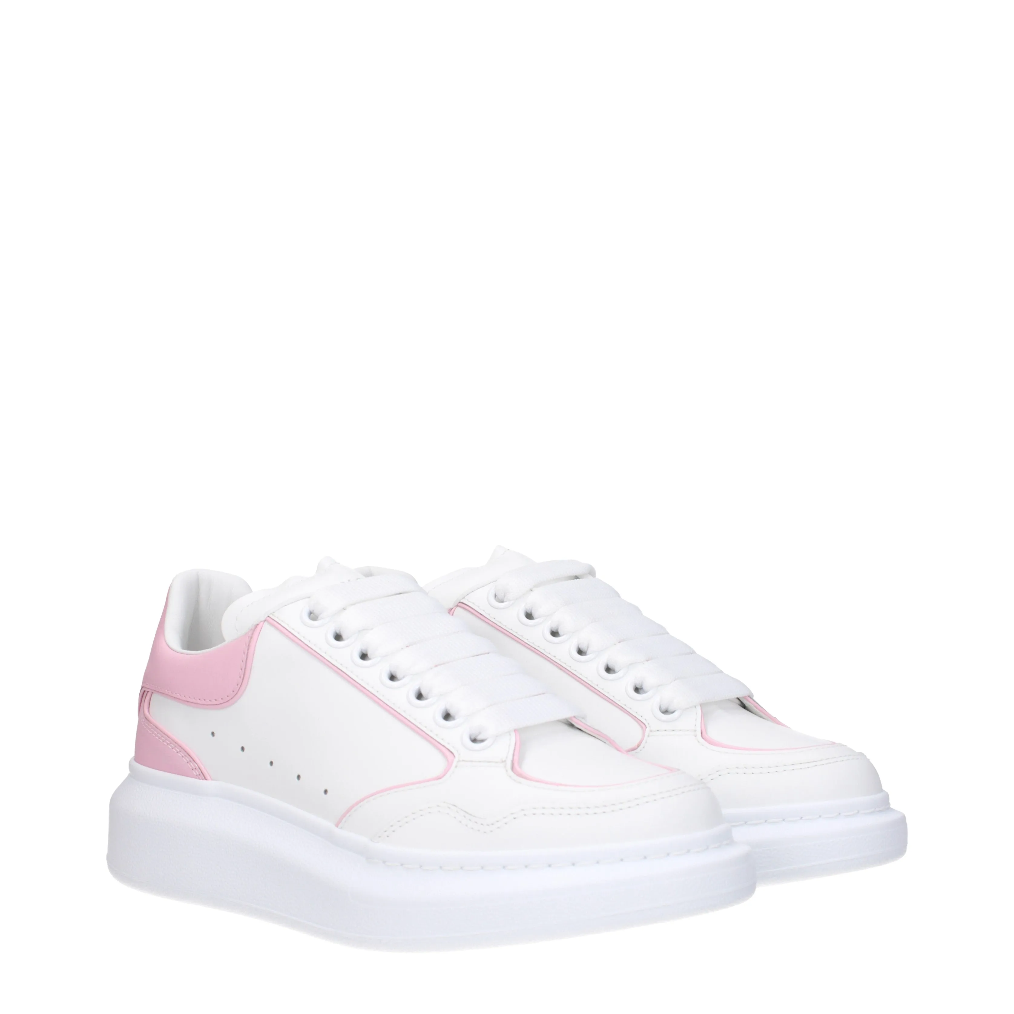Alexander McQueen Sneakers Larry Donna Pelle Bianco/Rosa Tenue