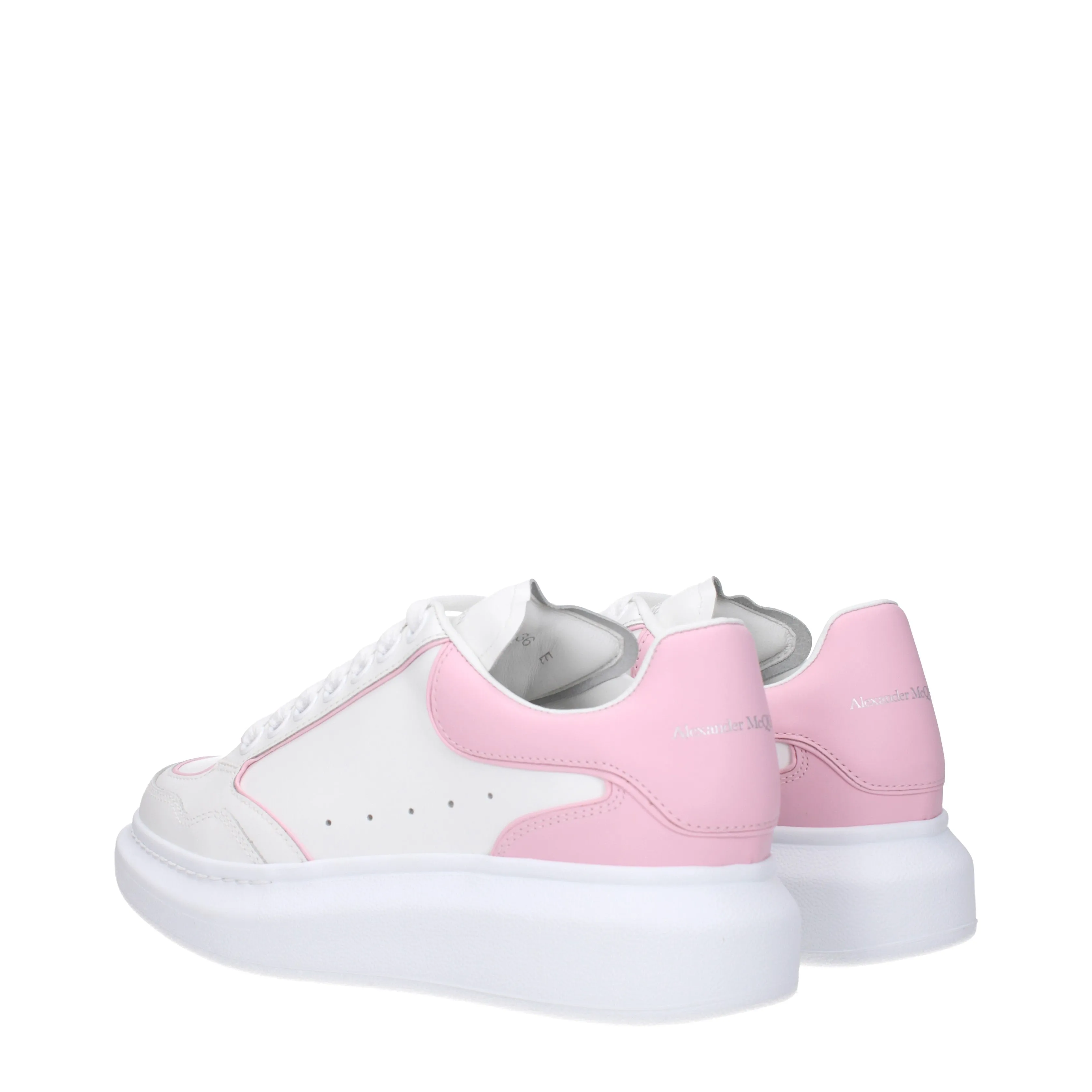Alexander McQueen Sneakers Larry Donna Pelle Bianco/Rosa Tenue