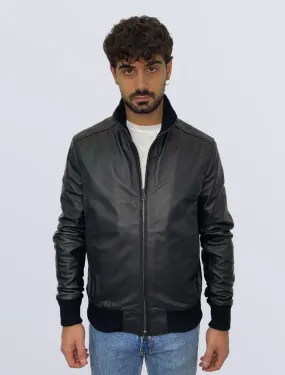 BOMBER IN PELLE UOMO NERO MOD. SAILS