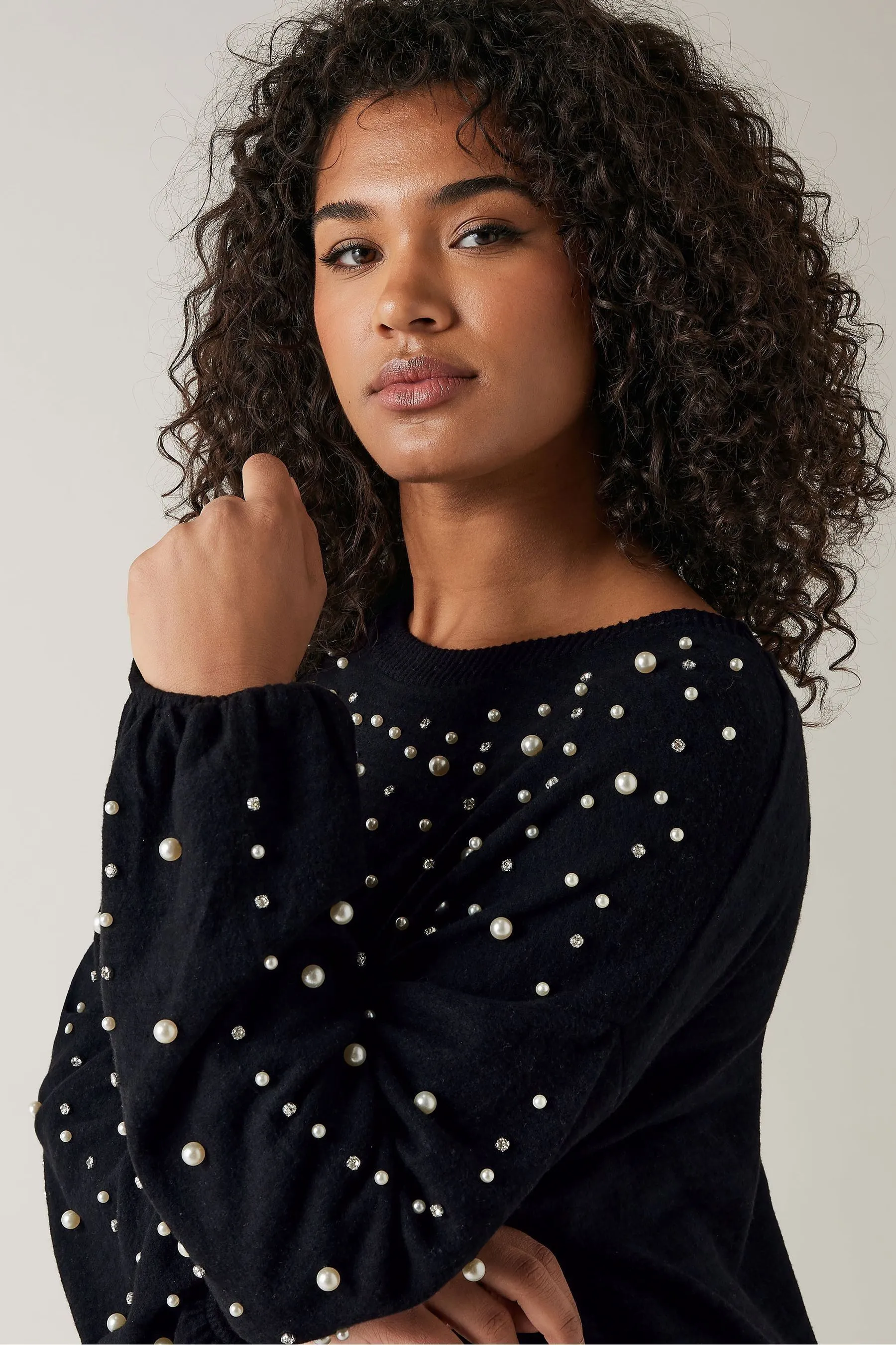 Evans - Abito maglia decorato con perle