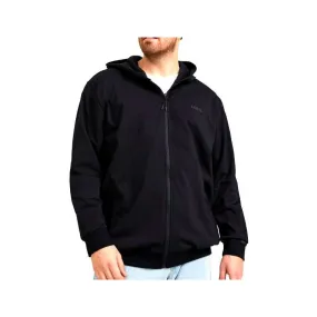 felpa Jack jones taglie forti in cotone zip e cappuccio nera