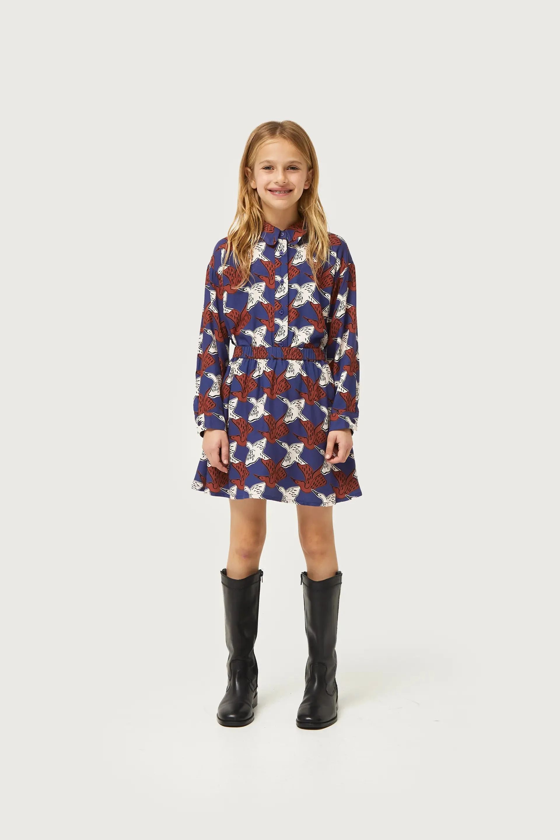 Gonna corta da bambina con stampa animalier Airone