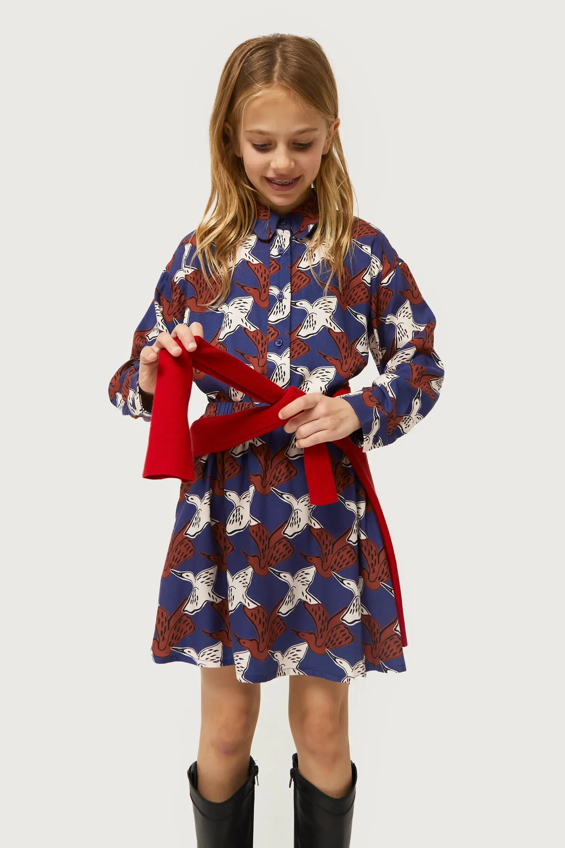 Gonna corta da bambina con stampa animalier Airone