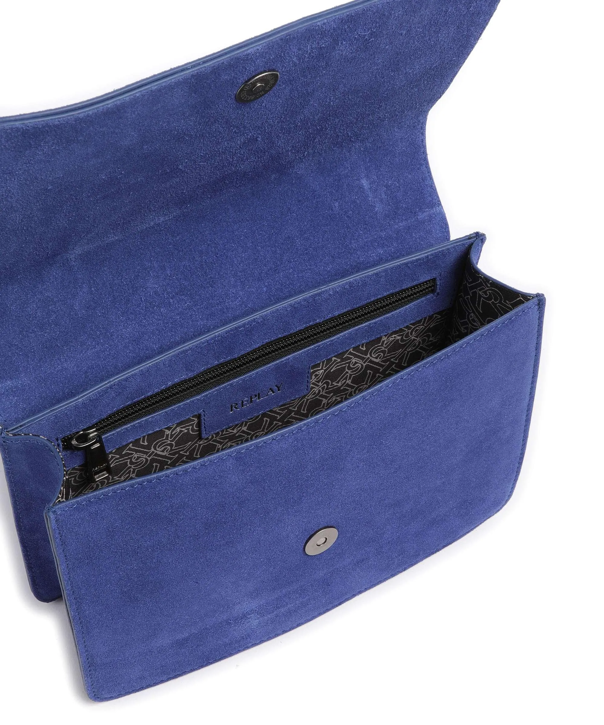  Replay Borsa a spalla pelle bovina ruvida blu  
